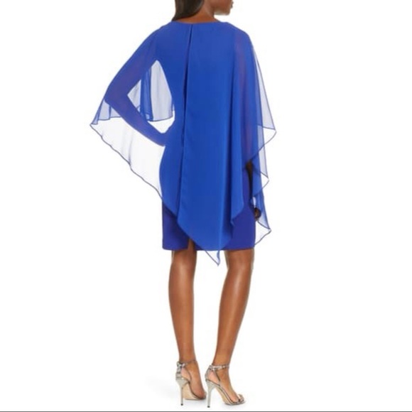 Eliza J Chiffon Cape Cocktail Dress - Picture 2 of 3